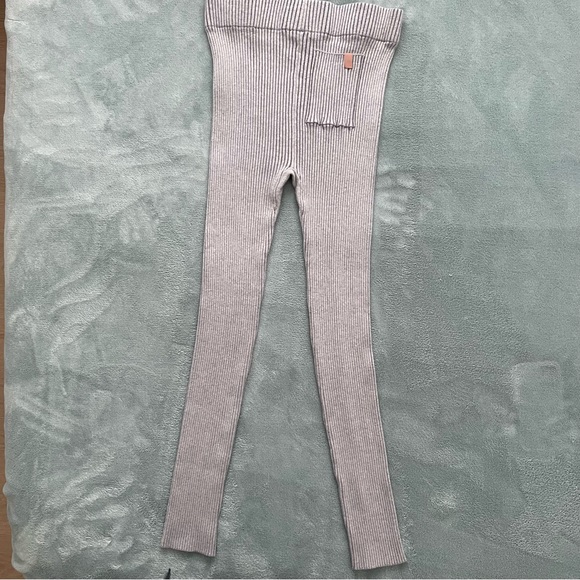 Lunya Leggings Mellow Grey Ribbed Organic Cotton Blend Size Medium Gentl… - Picture 9 of 12